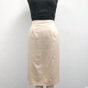 Talbots Petites Silk Cotton Blend Khaki Skirt 10